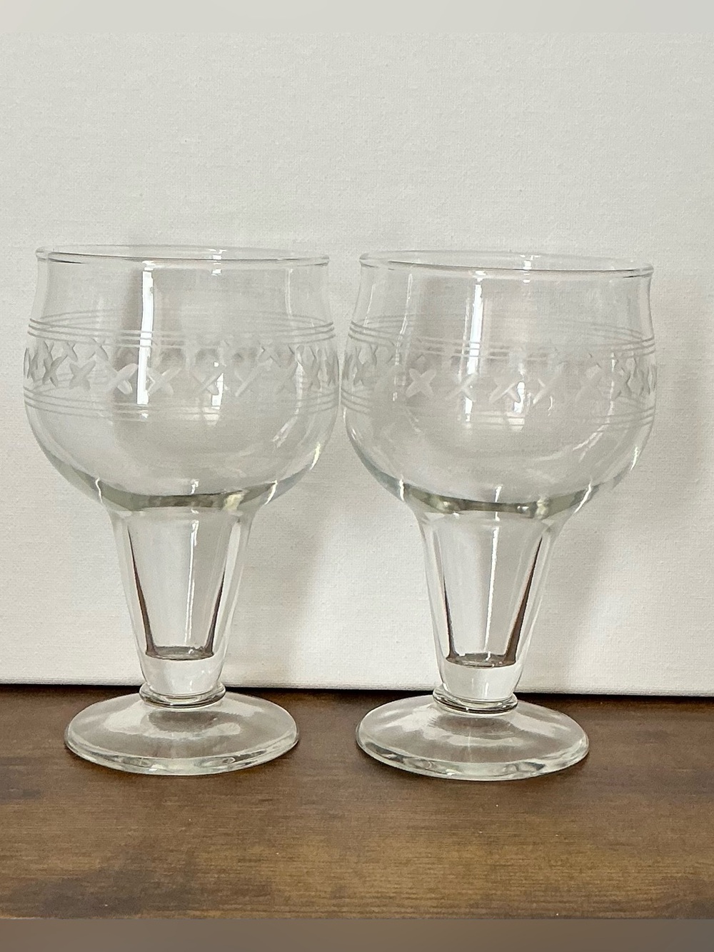 Set of 2 Mid-Century Hollow Stem Beer Stout Glasses